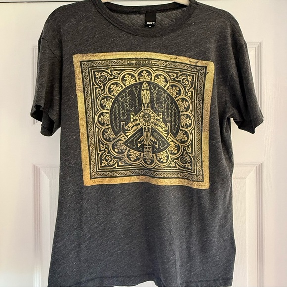 VTG 90s OBEY x Shepard Fairey Peace Bomber Grey Graphic Single Stitch T-Shirt M - Picture 2 of 11